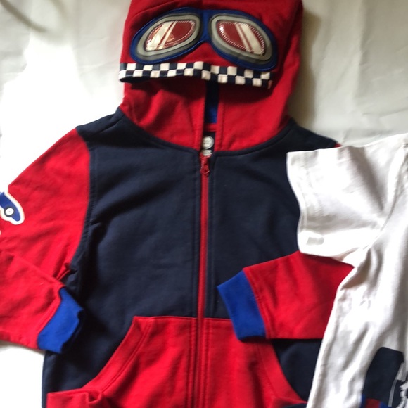 Outfit racecar toddler boys 3 piece size 5T Wonder Nation height 42-44.5" red - Picture 6 of 9